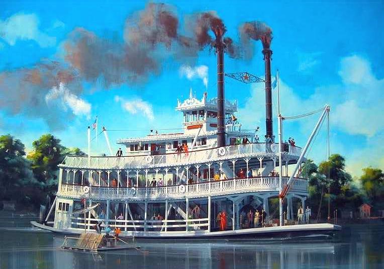 Disneyland Mark Twain A painting by Eric Heschong
