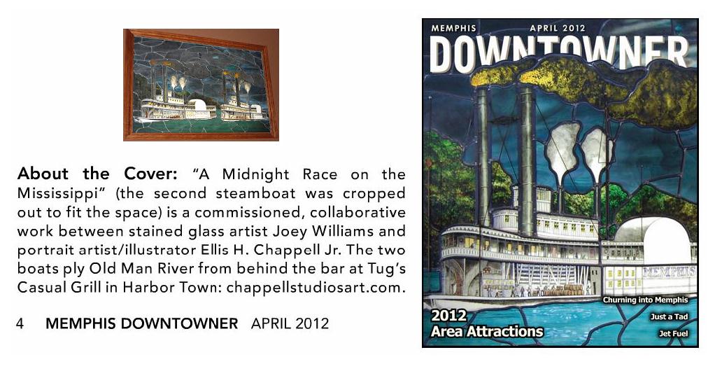 Leaded glass steamboat Cover April 2012 MEMPHIS DOWNTOWNER