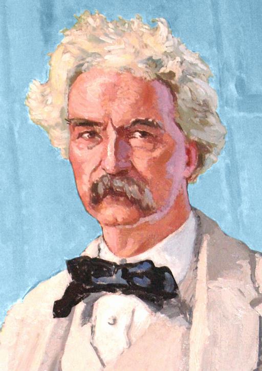 MARK TWAIN Mural Governor's Office Detail over Blue HALF size