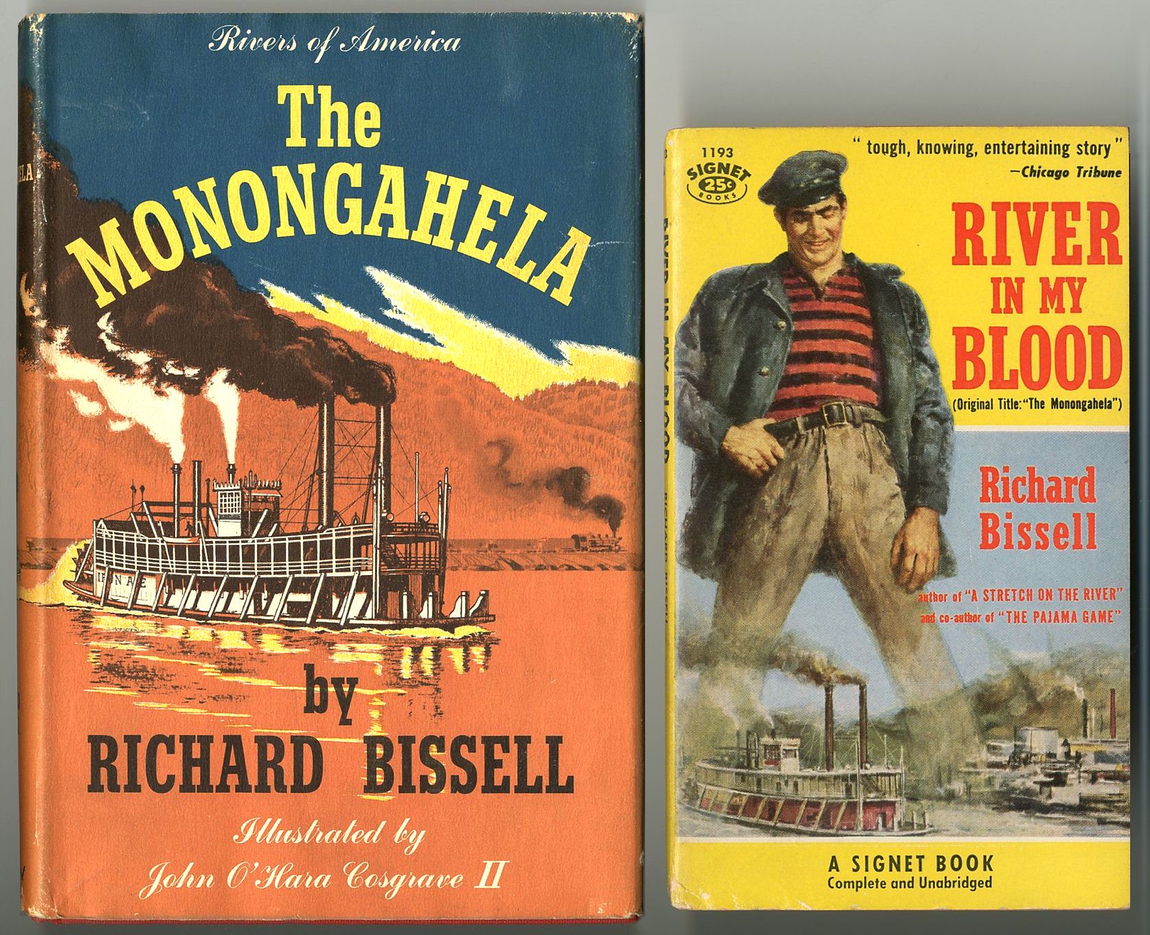 book covers including steamboat illustrations
