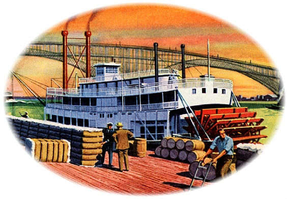Kelly Tires ad steamboat illustration